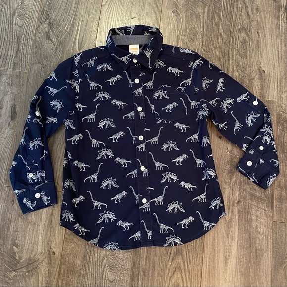 Gymboree shirt button up long sleeve dinosaur skeletons - Picture 2 of 8